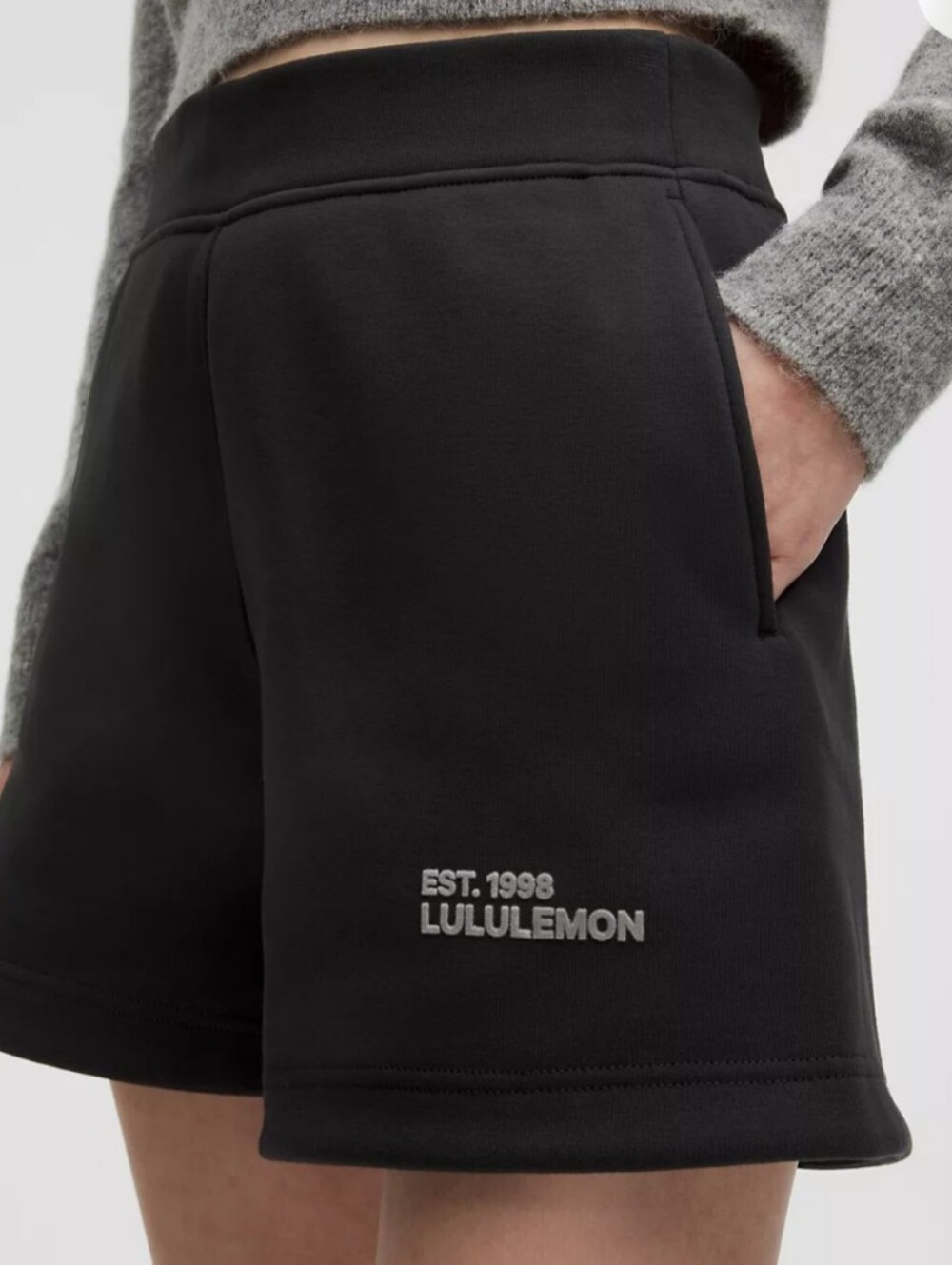 Lululemon Women's Large Heavy Weight Fleece 5" Sweatshort Black Pockets Shorts